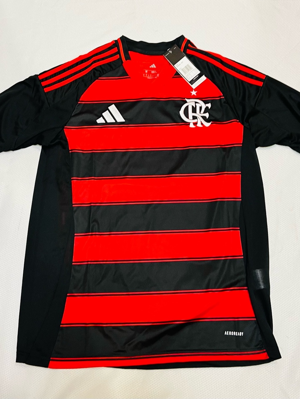 Adidas Men's Red & Black Striped Football Shirt, Size M New w tag